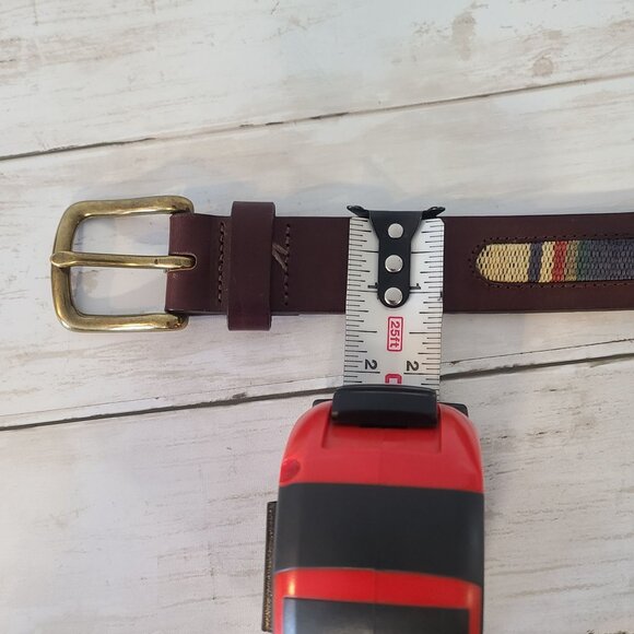 Duluth Trading Company Mens Leather Fabric Belt Brass Buckle Classic Quality 36 - Picture 7 of 8